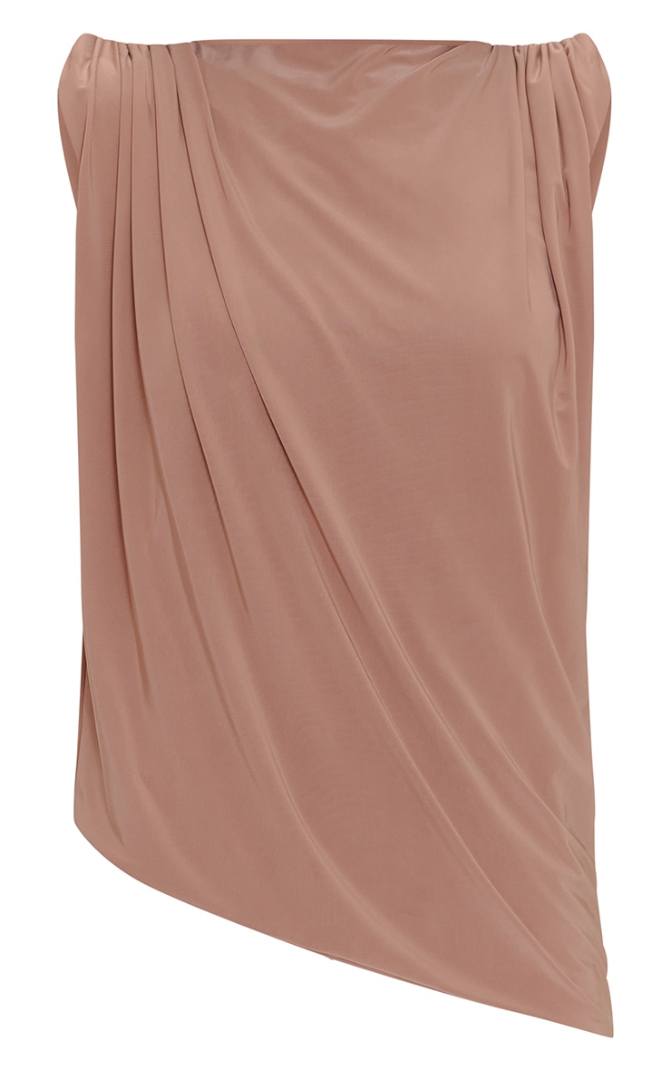 Taupe Slinky Open Back Strappy Drape Top image 5
