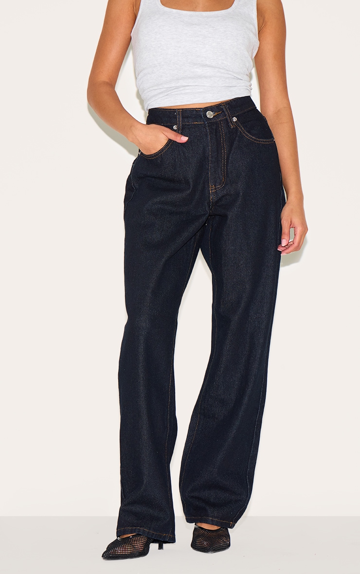Petite Jean droit indigo foncé à taille haute image 2