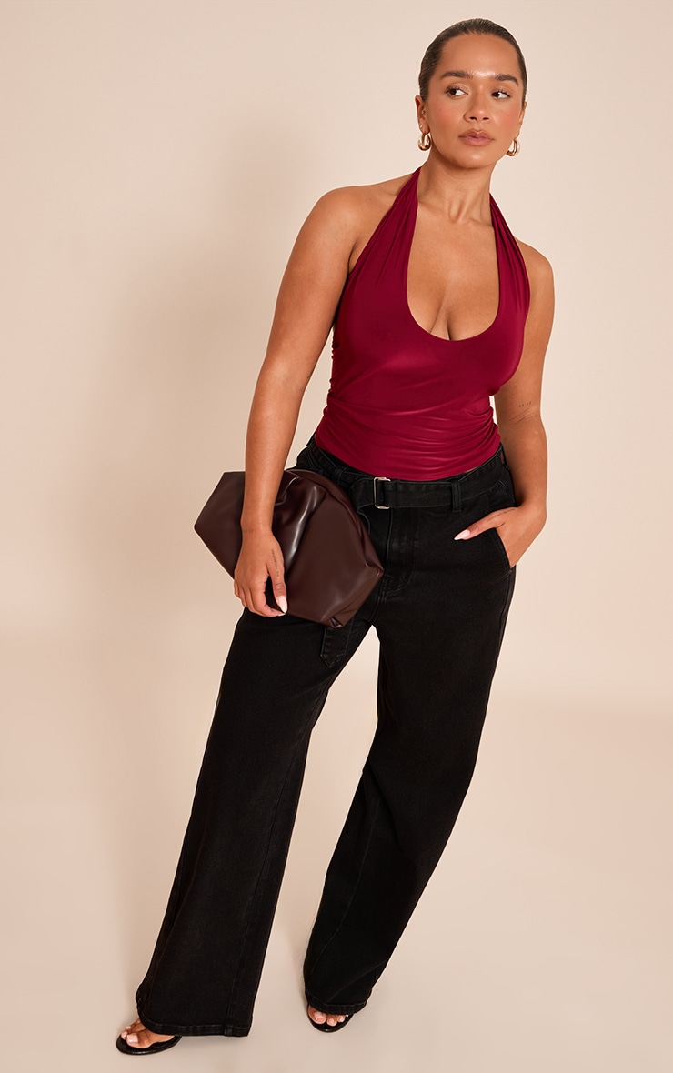 Shape Burgundy Slinky Halterneck Top image 3