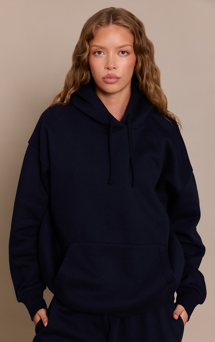 Dark Navy PLT Studio Print Oversized Hoodie