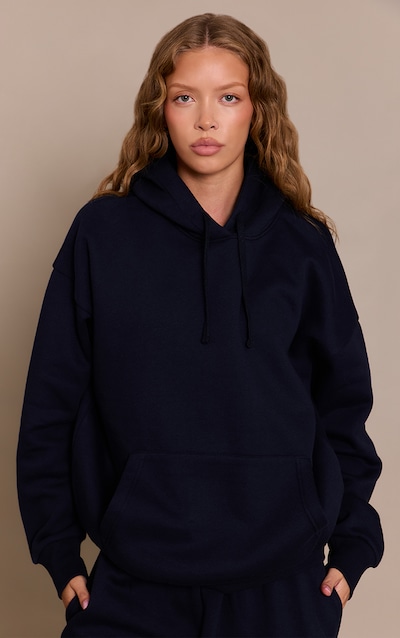 Dark Navy PLT Studio Print Oversized Hoodie
