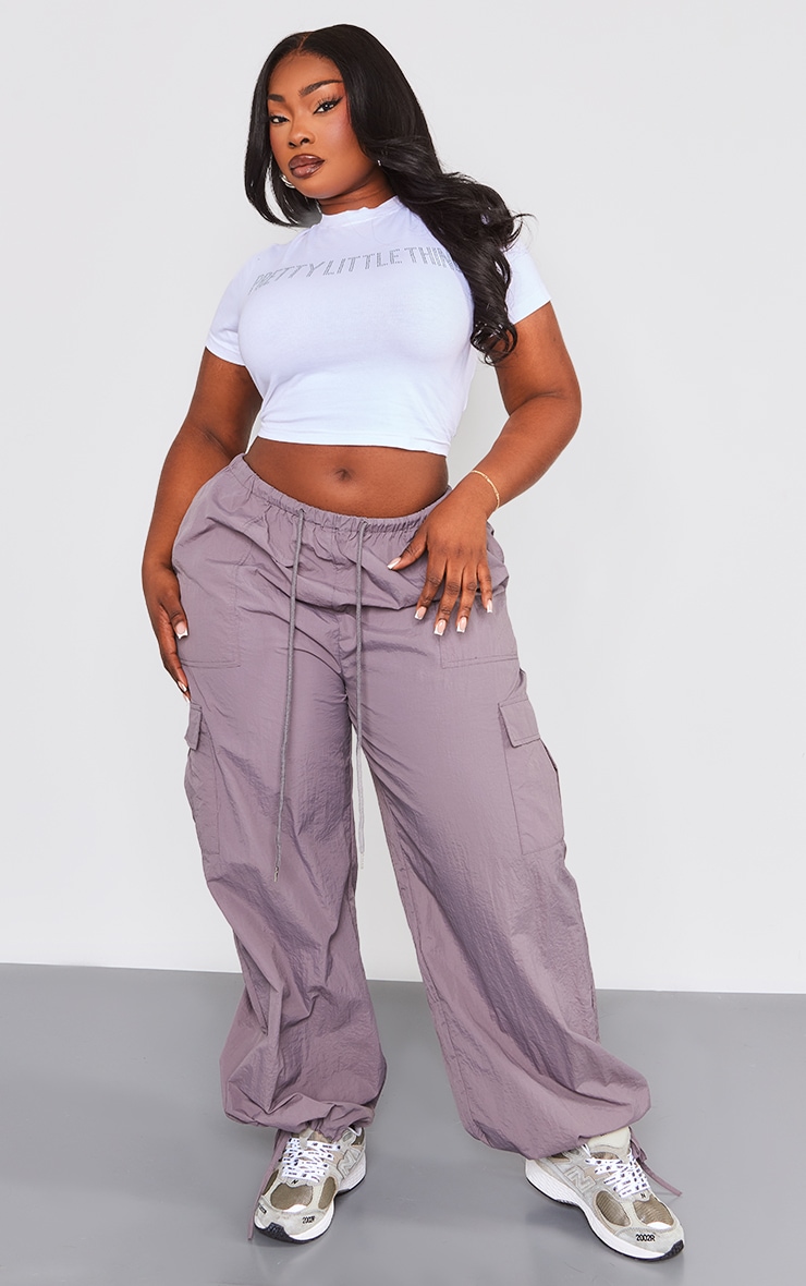 PRETTYLITTLETHING Plus T-shirt court en coton blanc à strass image 3