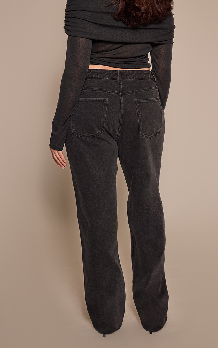 Plus Washed Black Mid Rise Stretch Barrel Jeans image 3