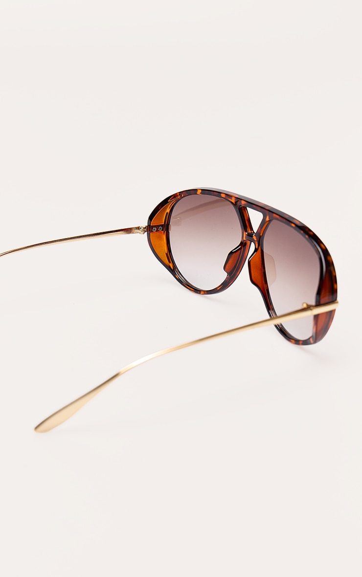 Tortoise Shell Brown Lens Aviator Sunglasses image 4