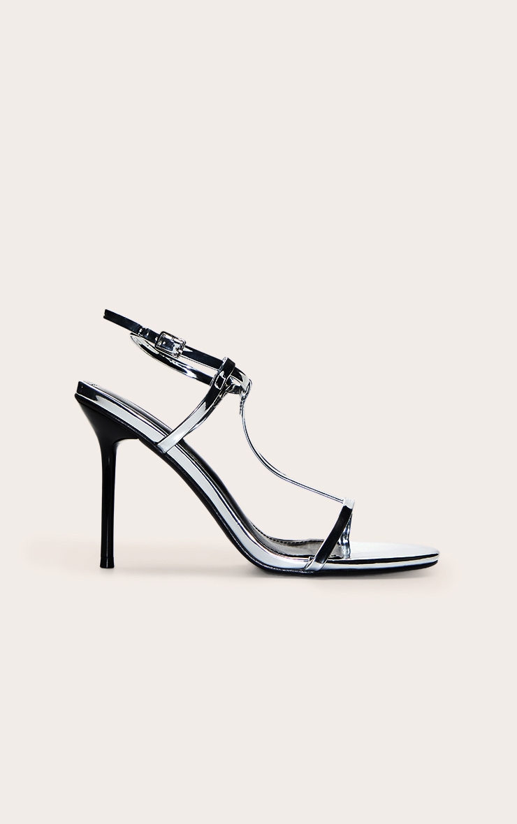 Silver Smooth Metallic Cage Heeled Sandal image 2