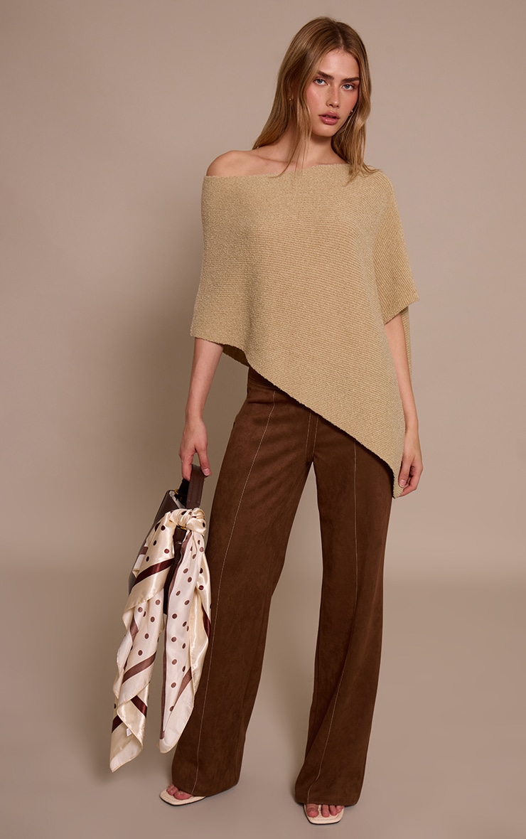 Beige Boucle Cape Top image 3