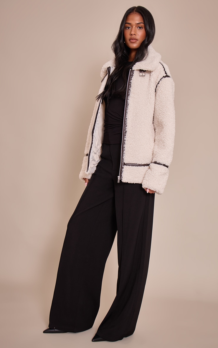 Tall Cream Borg Panel Detail Aviator image 3