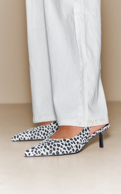 Dalmatian Print Pointed Toe Contrast Heel Sling Back
