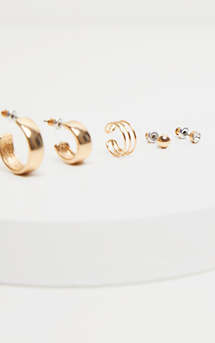 Gold Multi Pack Earrings Accessories PrettyLittleThing