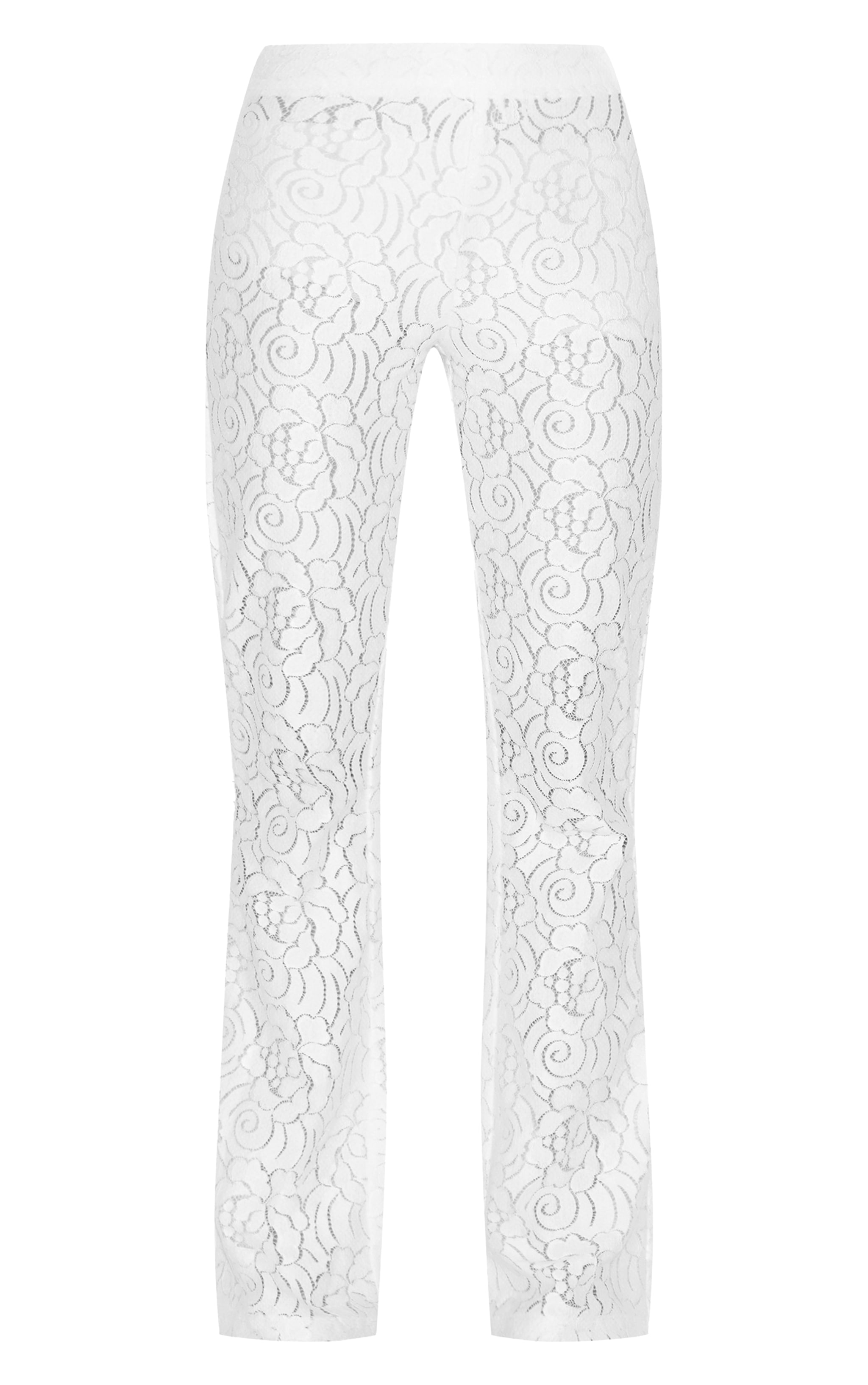 White Sheer Lace Flared Leg Pant image 5