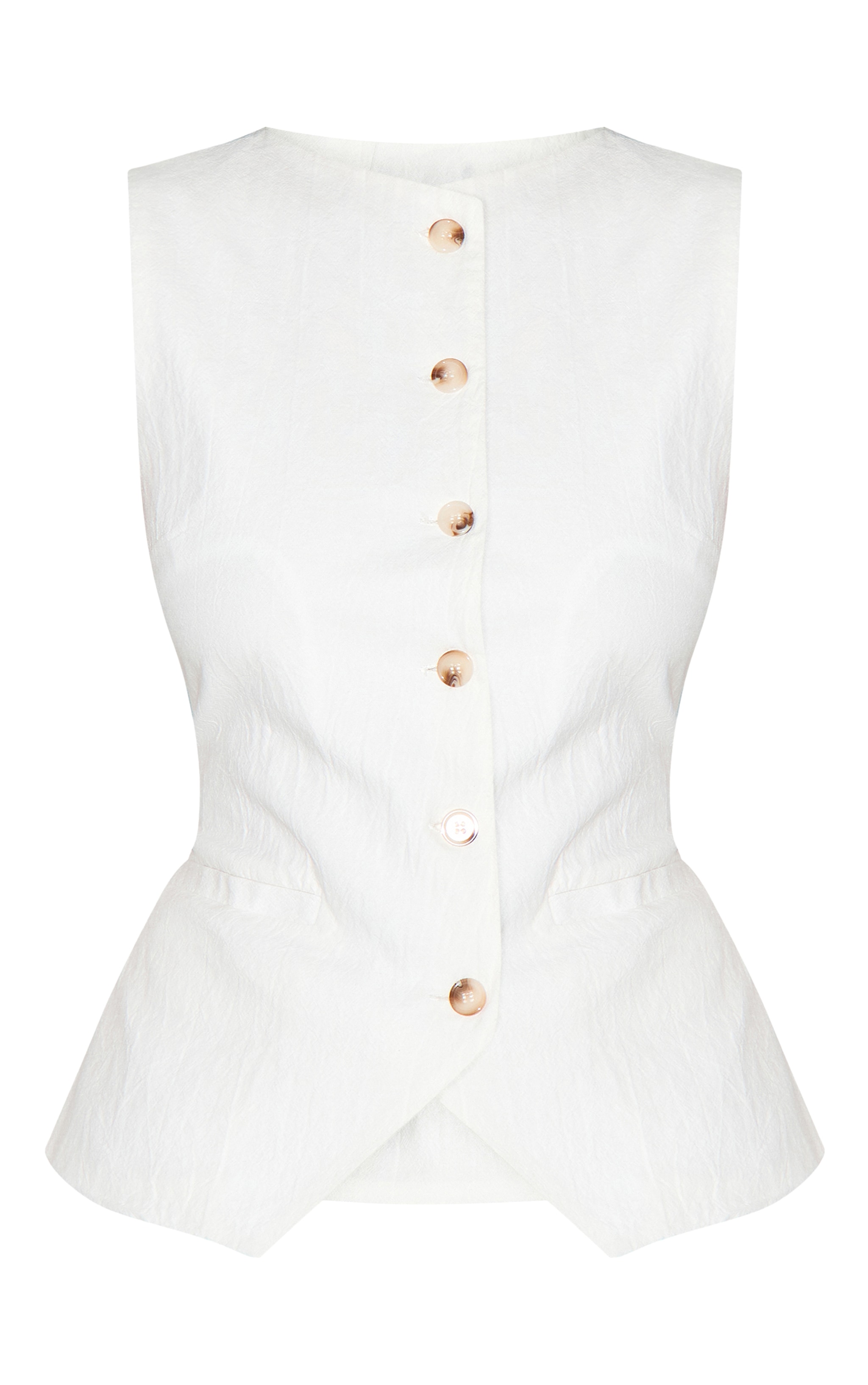 White Linen Look Tailored Waistcoat image 5