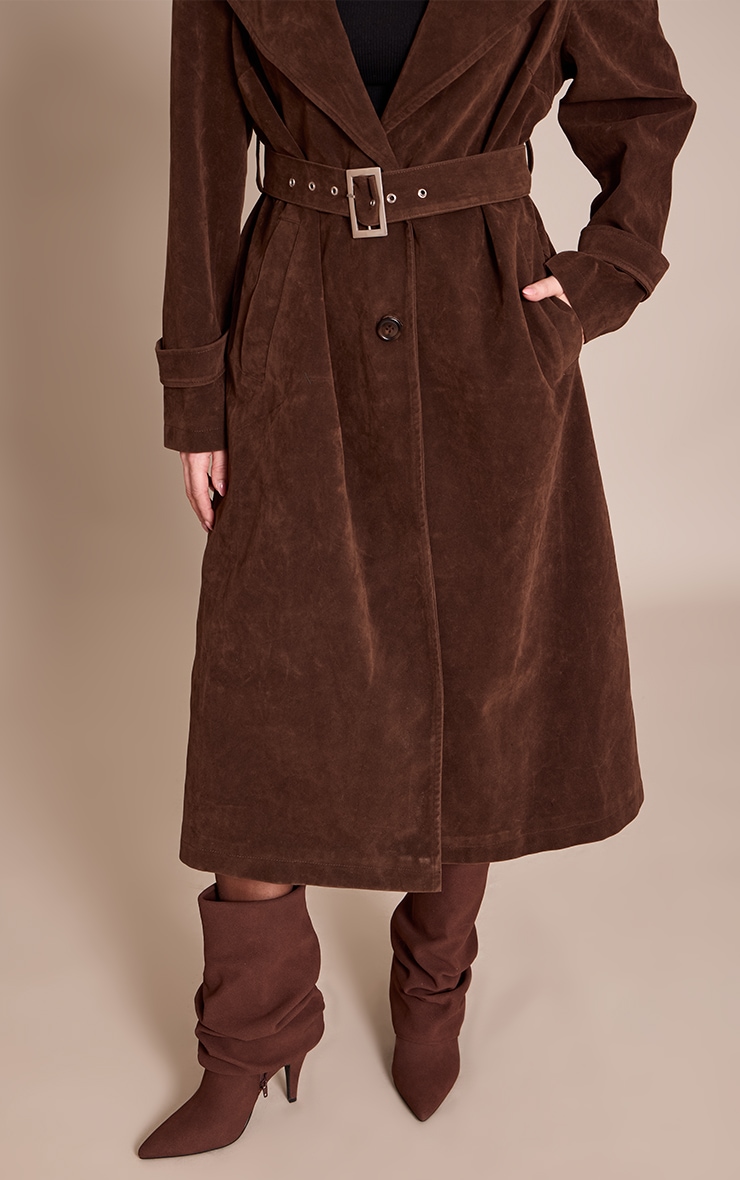 Chocolate Faux Suede Ruched Fold Over Ankle Boots image 1