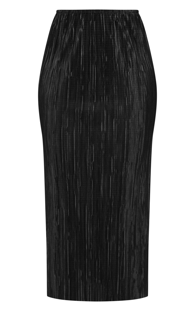 Black Plisse High Rise Midi Skirt CoOrds PrettyLittleThing