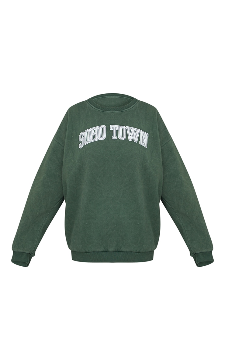 Green Washed Soho Town Printed Sweatshirt image 5