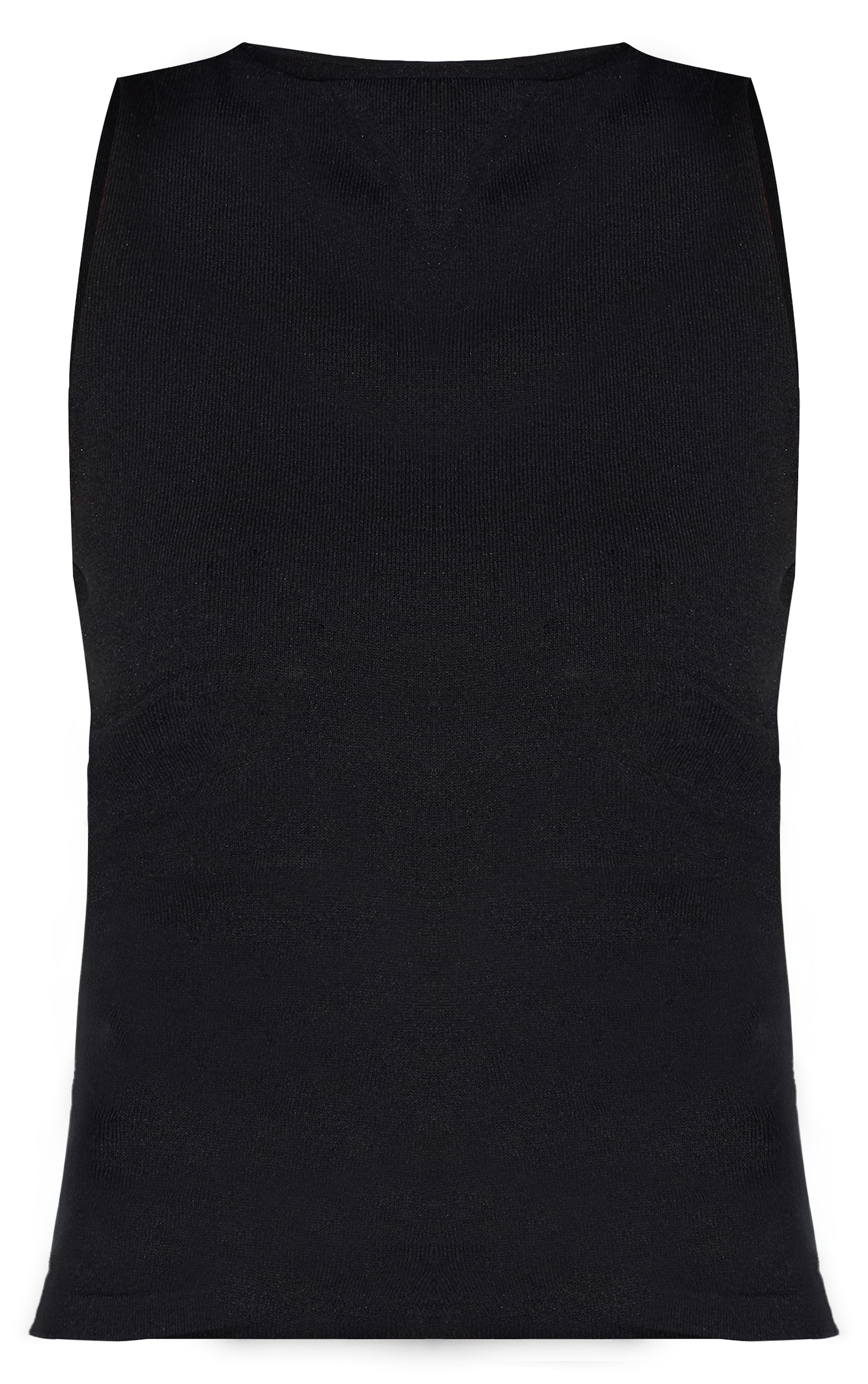 Black Fine Knit High Neck Sleeveless Top image 5