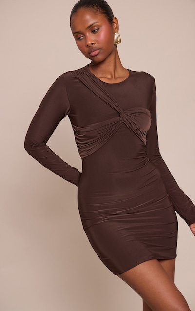 Mini robe bustier chocolat avec détail torsadé