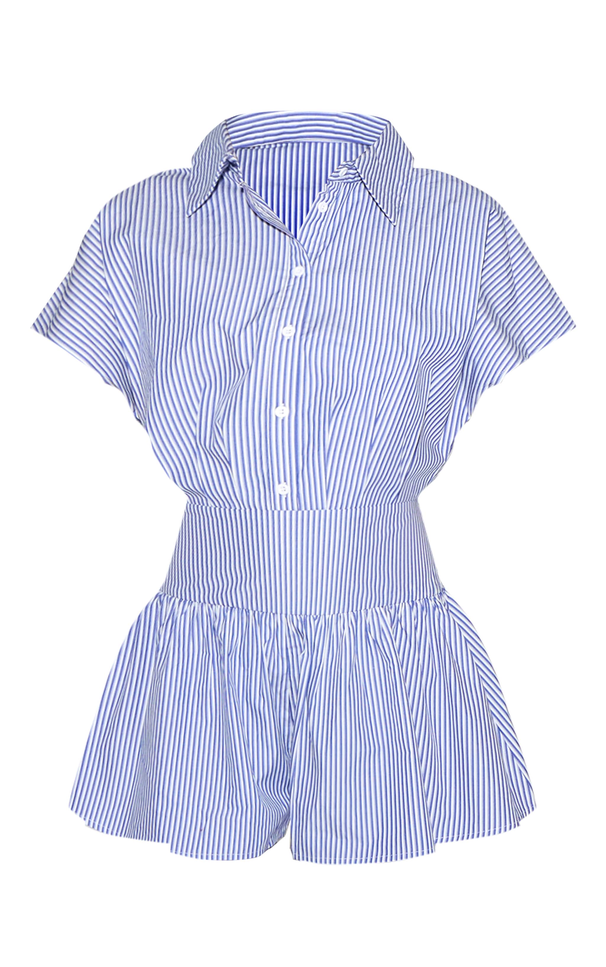 Navy Woven Striped Cinched Romper image 5