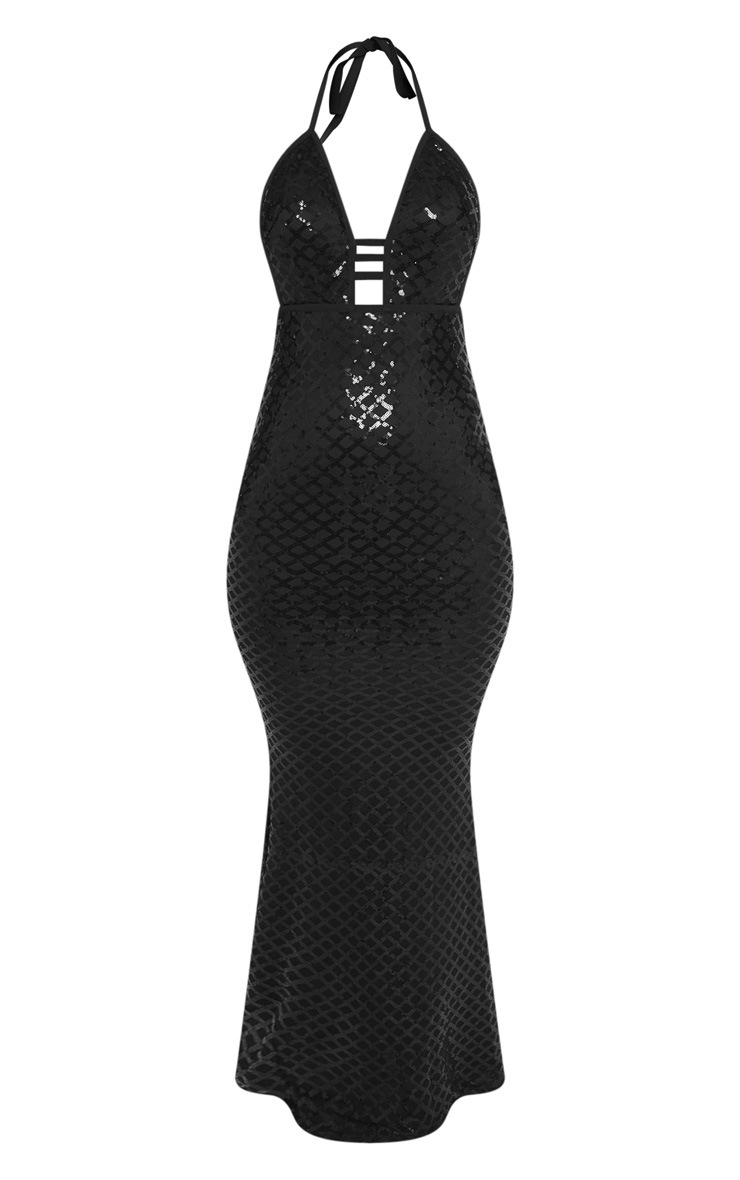 Black Diamond Sequin Maxi Dress Dresses PrettyLittleThing IE