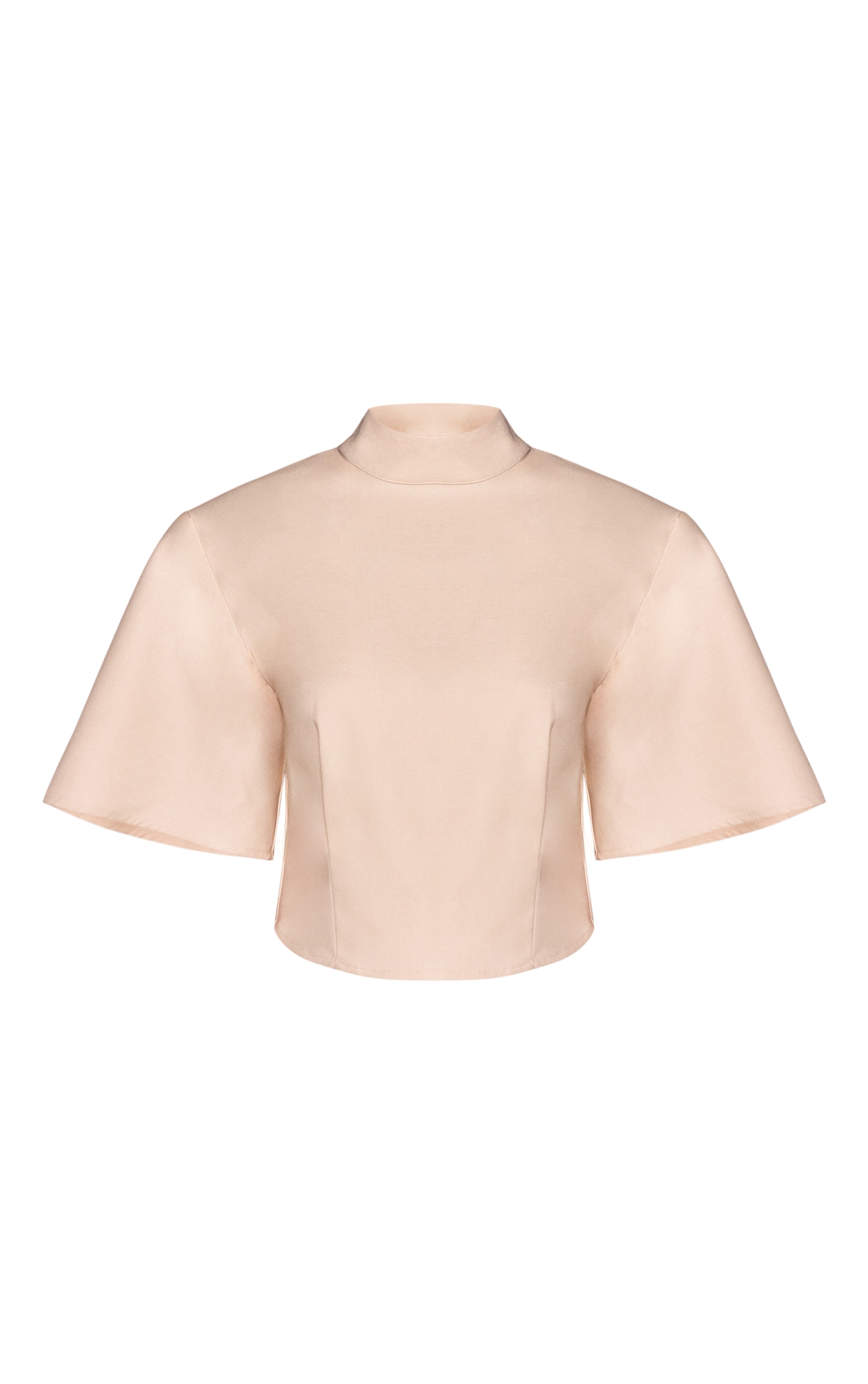 Cream Tailored High Neck Open Back Top image 5