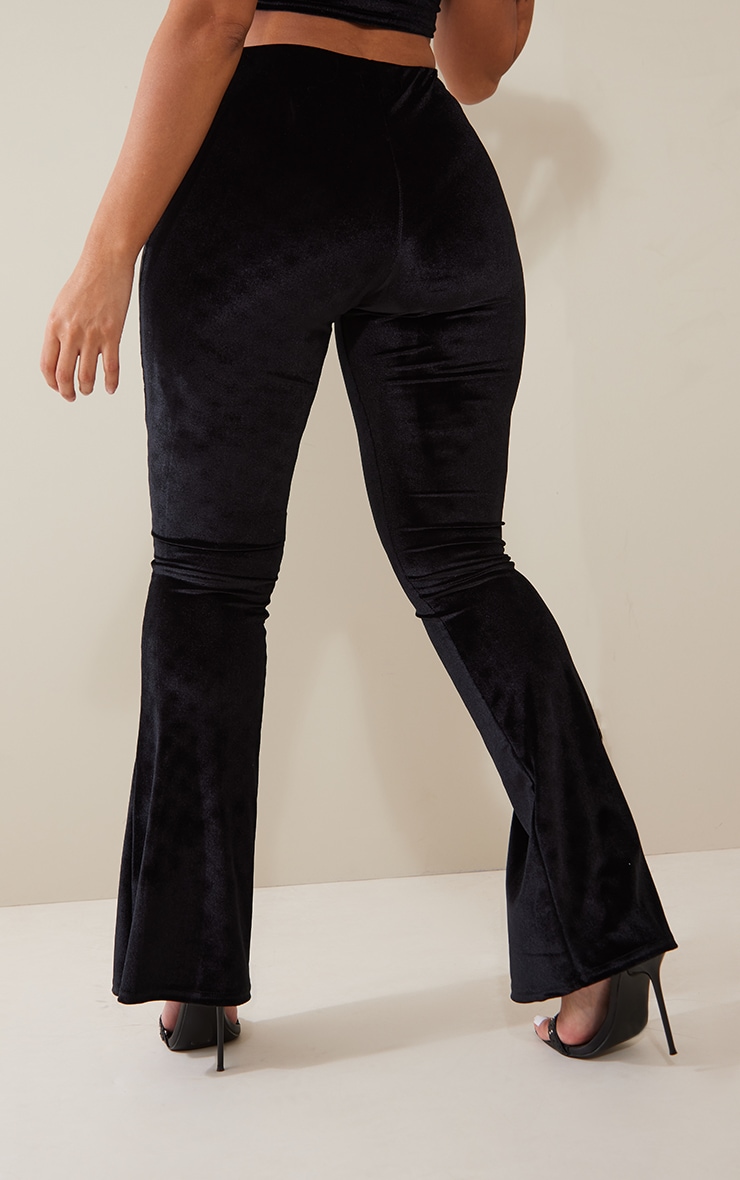 Shape Black Velvet Fit Flare Pants image 3