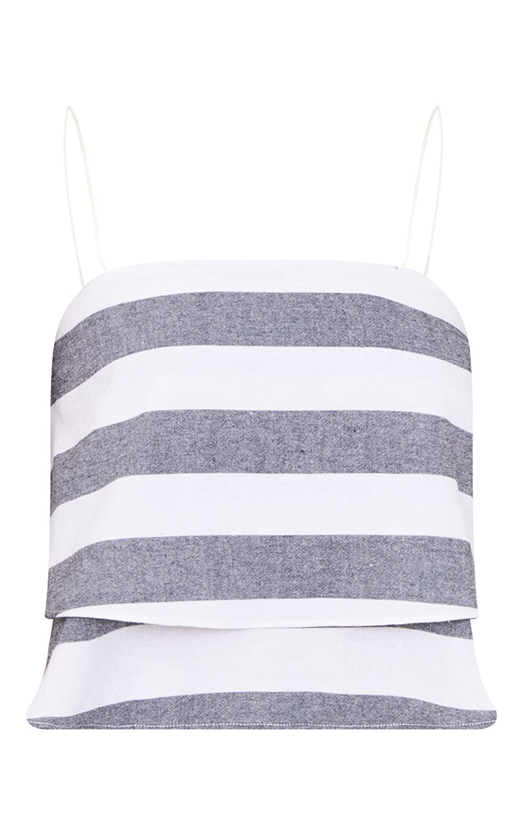 Grey Bold Stripe Beach Crop Top Crop Tops PrettyLittleThing