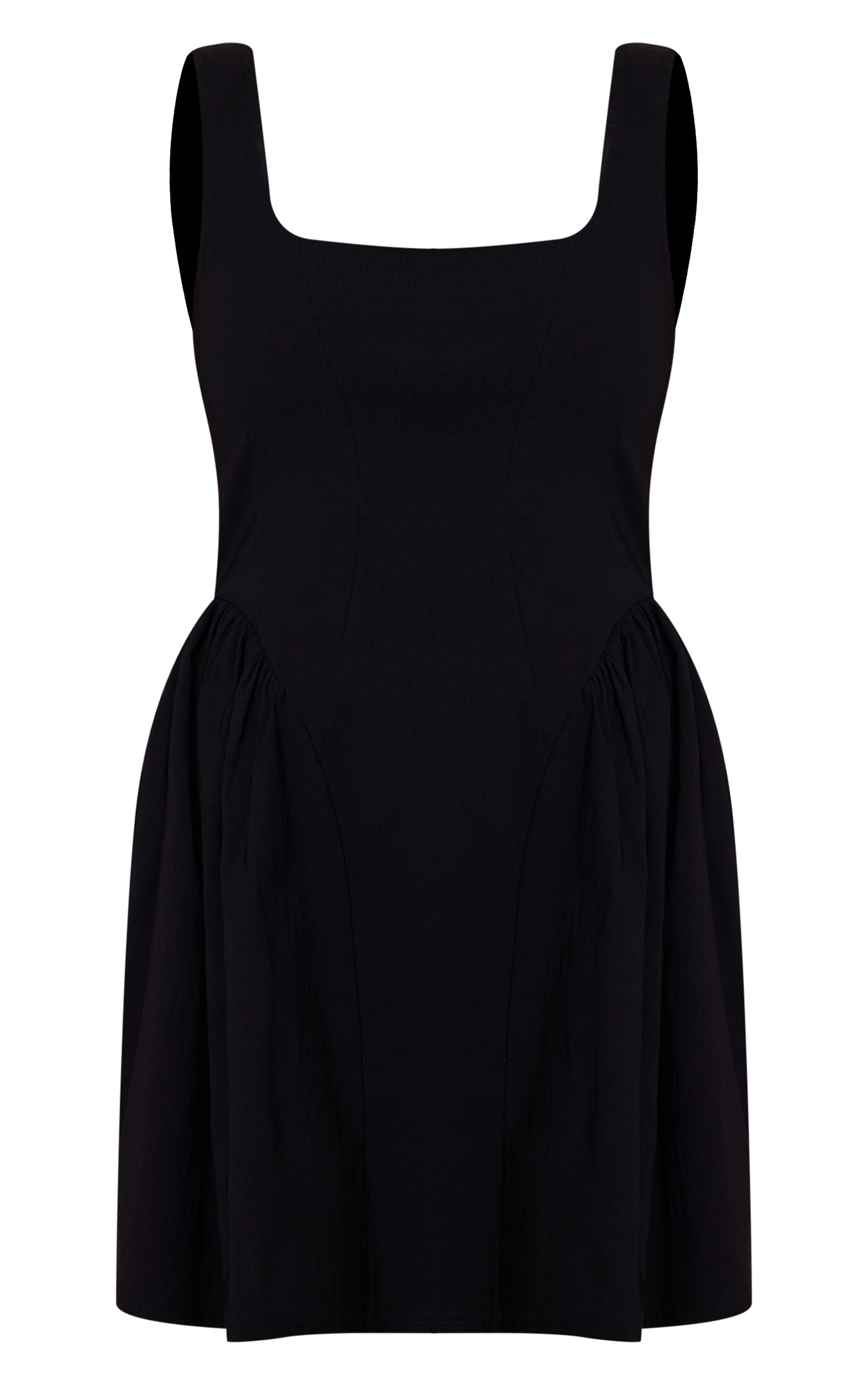 Black Stretch Woven Scoop Neck Shift Dress image 5
