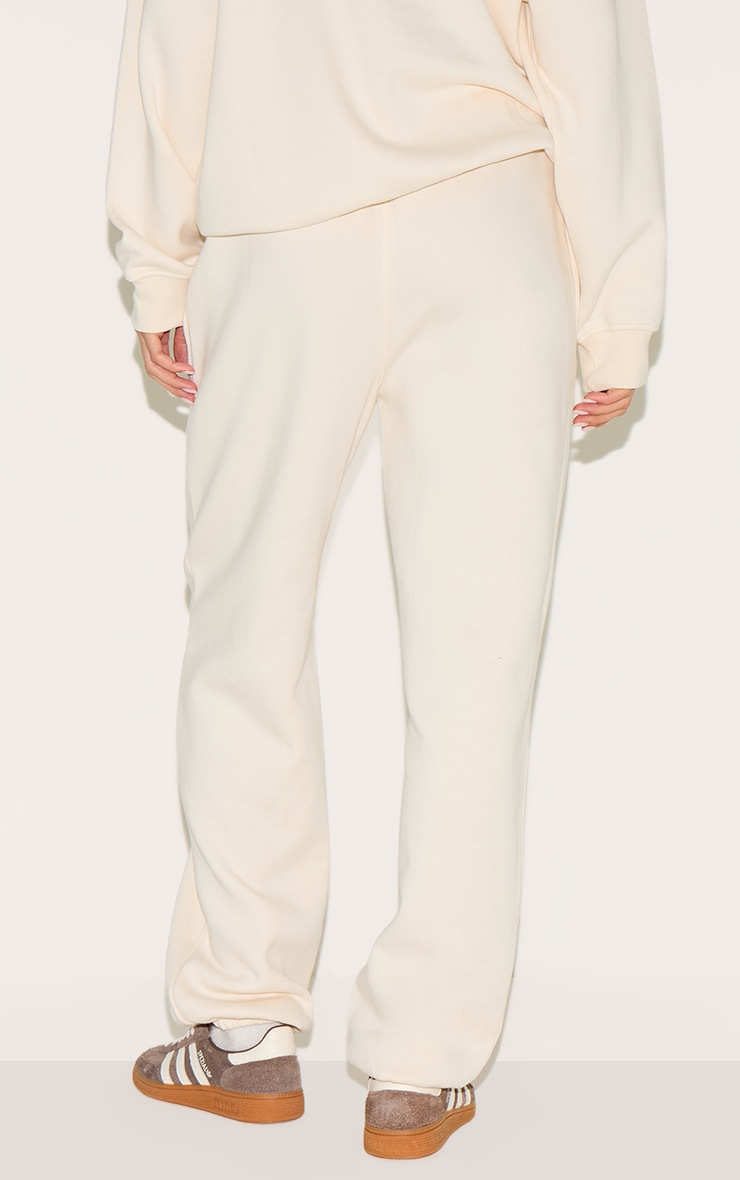 Cream Embroidered Cuffed Sweatpants image 3