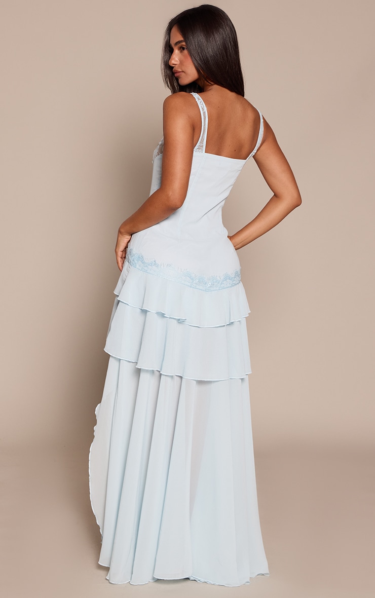Petite Baby Blue Lace Bust Chiffon Maxi Dress image 2