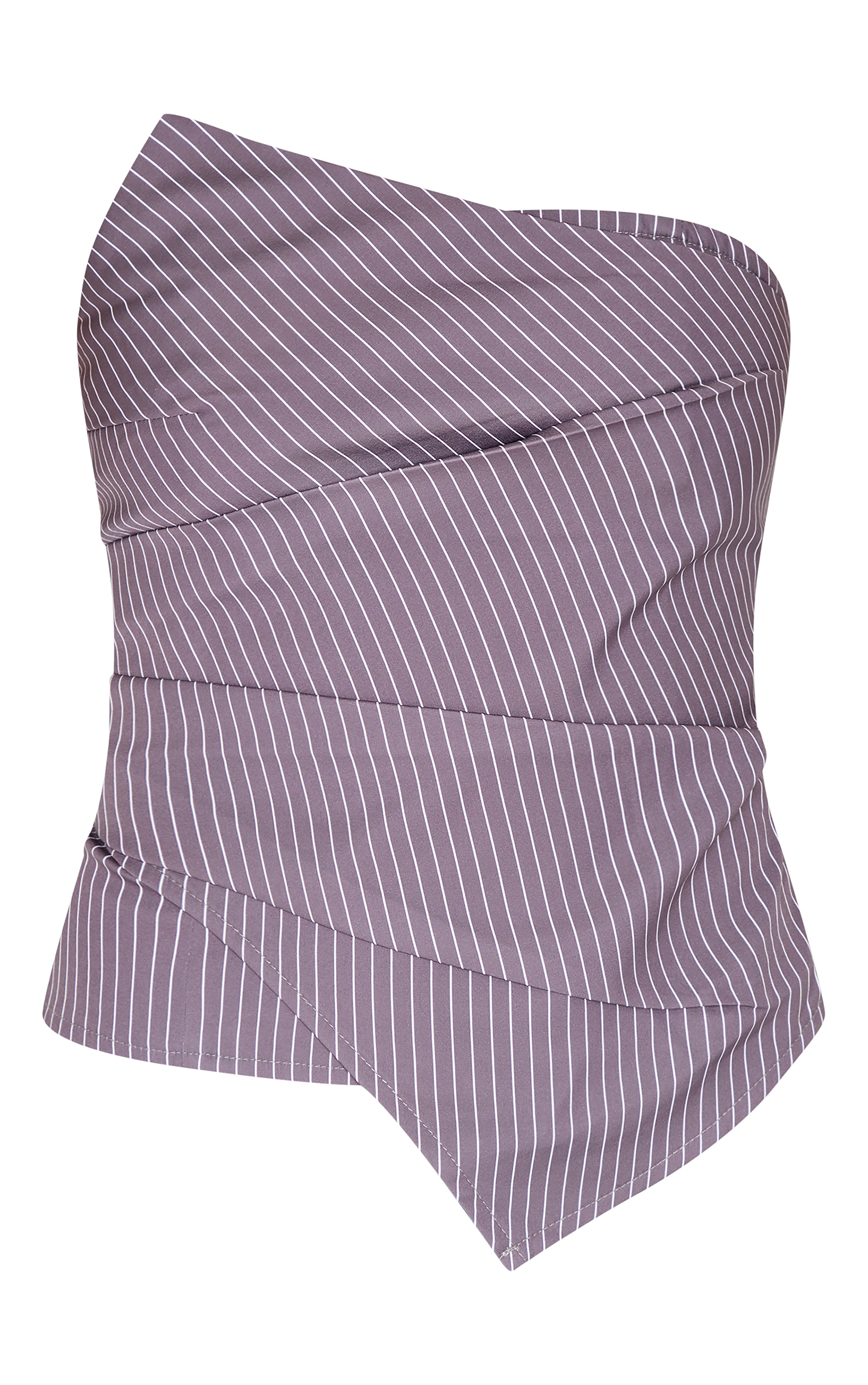 Grey Pinstripe Ruched Side Bandeau image 5