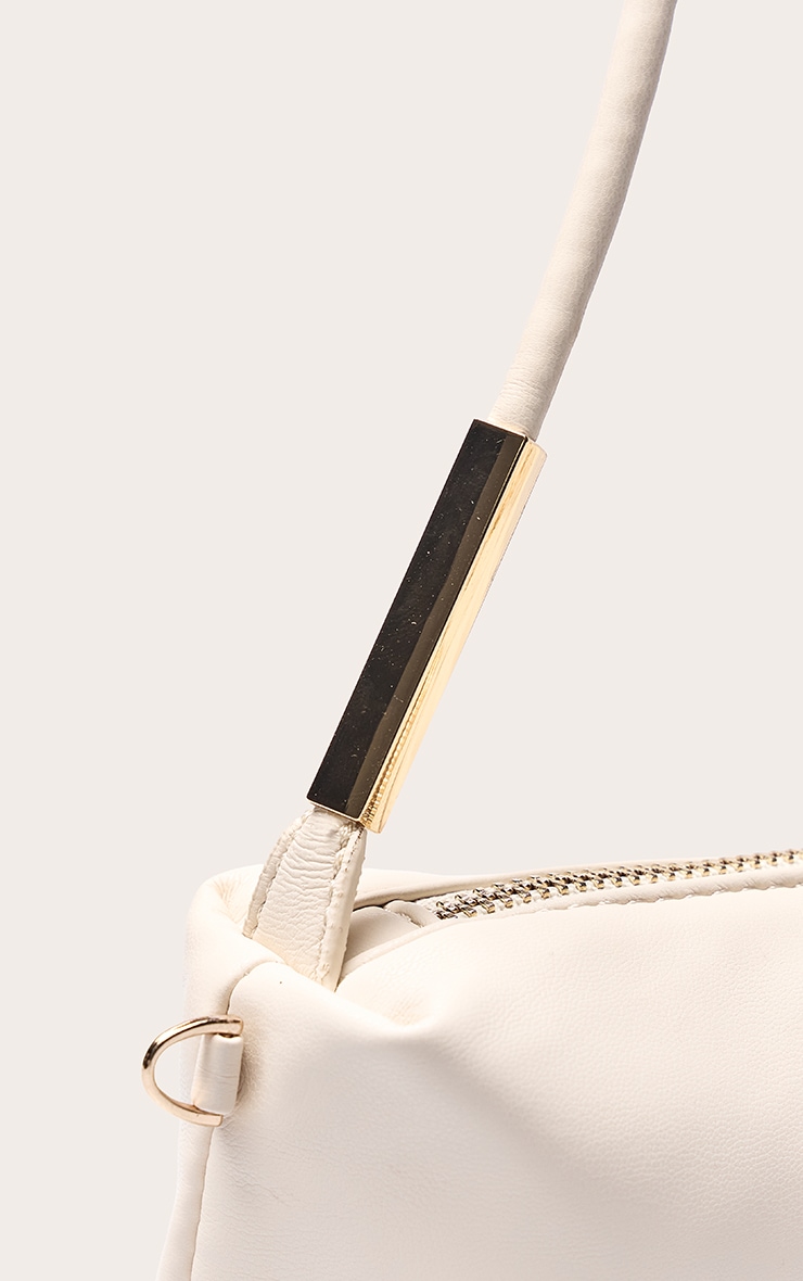 Cream Soft PU Gold Hardware Shoulder Bag image 4