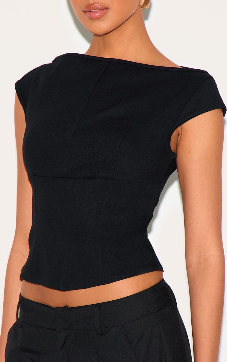 Corset structuré tissé stretch noir image 4