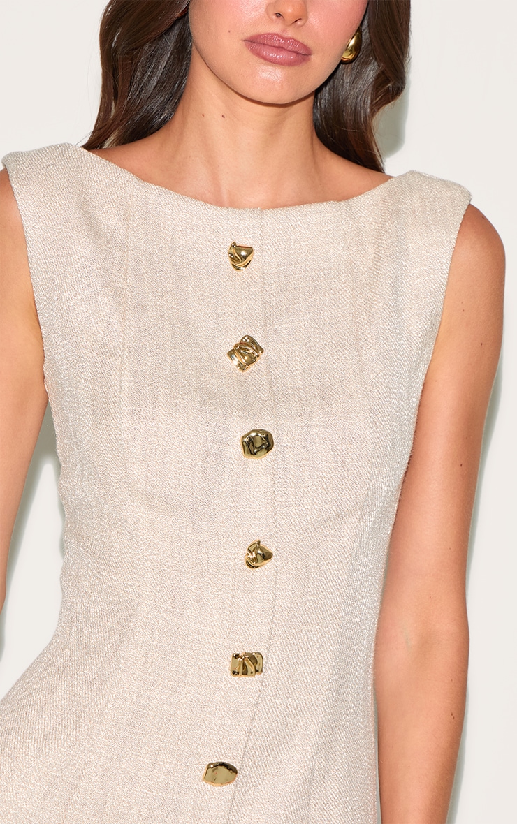 Robe moulante en maille sergée gris pierre à boutons image 4