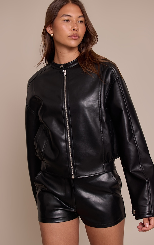 Black Soft Faux Leather Jacket