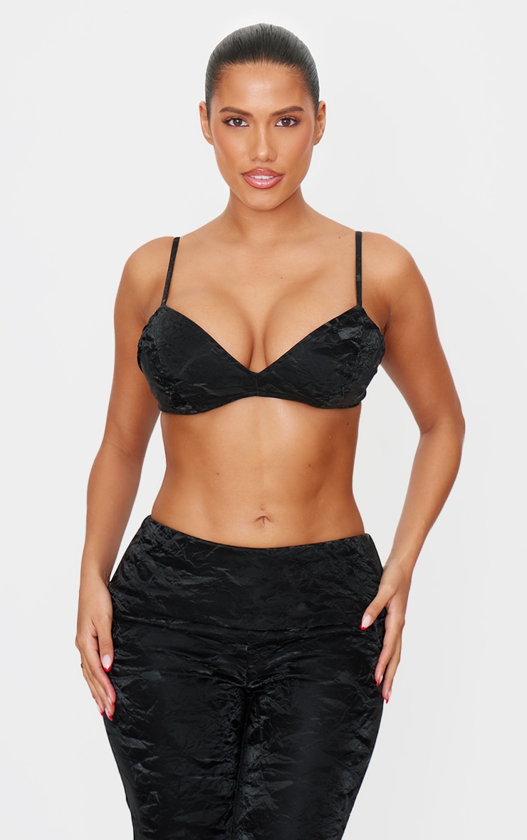 Shape Black Washed Faux Leather Bralet image 1