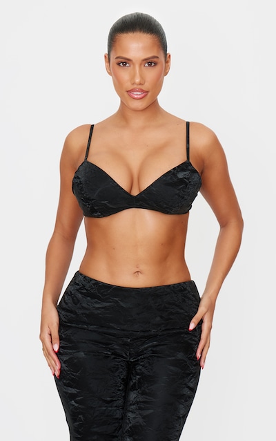 Shape Black Washed Faux Leather Bralet
