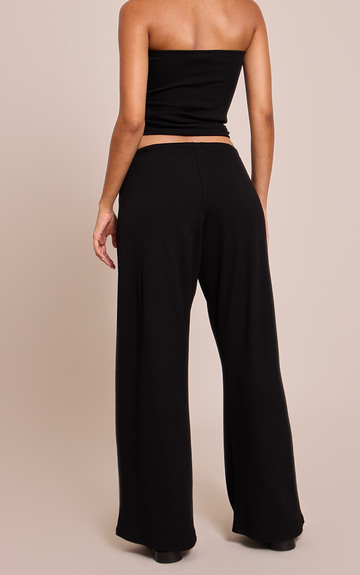 Black Drawstring Slouchy Wide Leg Pants image 3