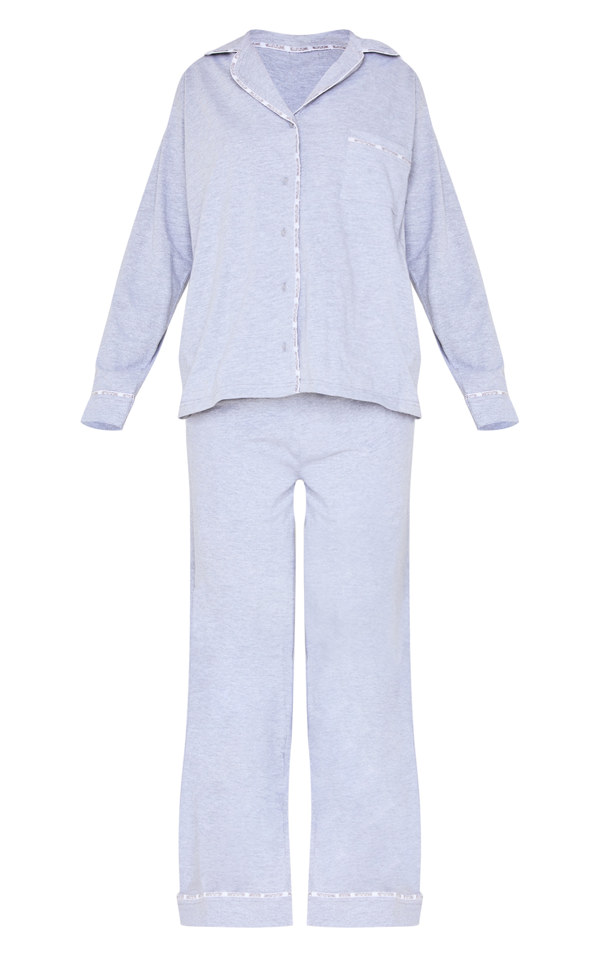 PRETTYLITTLETHING Ensemble de pyjama en jersey gris à coutures surjetées image 5