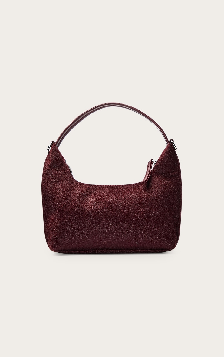 Plum Pony Hair Angled Shoulder Bag image 2