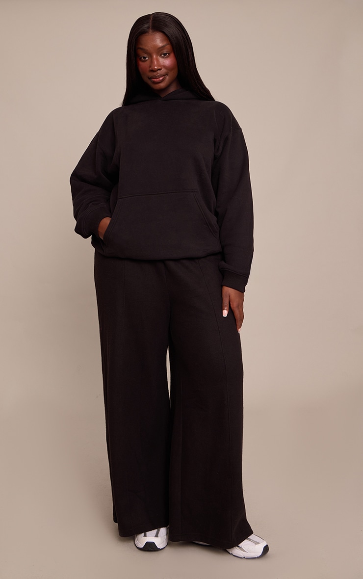 Plus Black Cotton Fleece Pullover Hoodie image 3