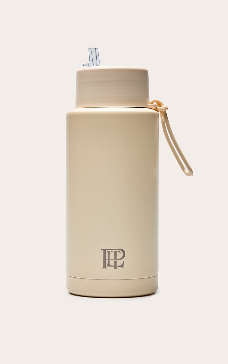PrettyLittleThing Cream Metal Water Bottle image 2