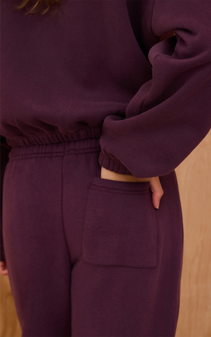 Plum Cotton Fleece Straight Leg Sweatpants image 4