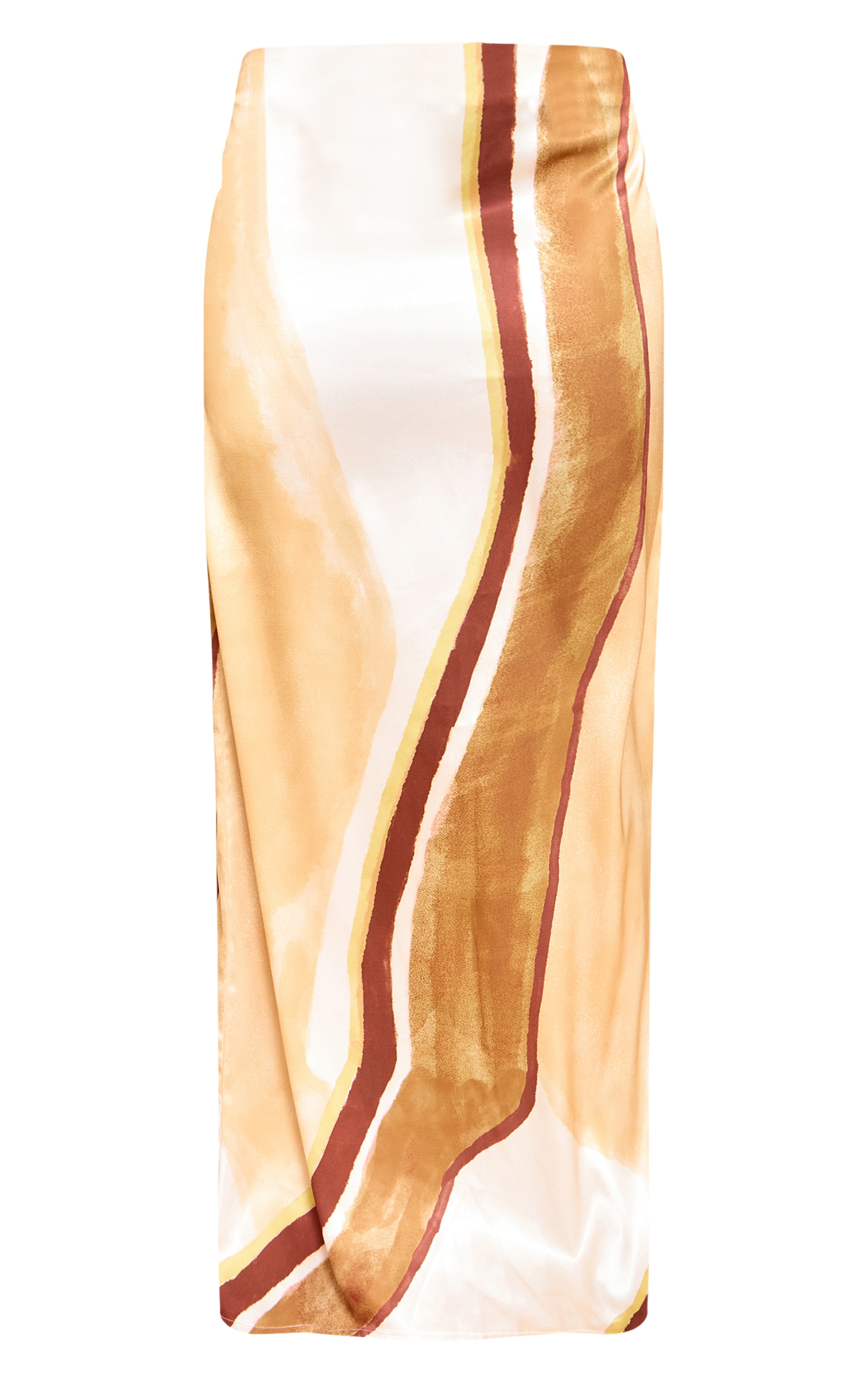 Multi Stripe Print Satin Mid Rise Maxi Skirt image 5