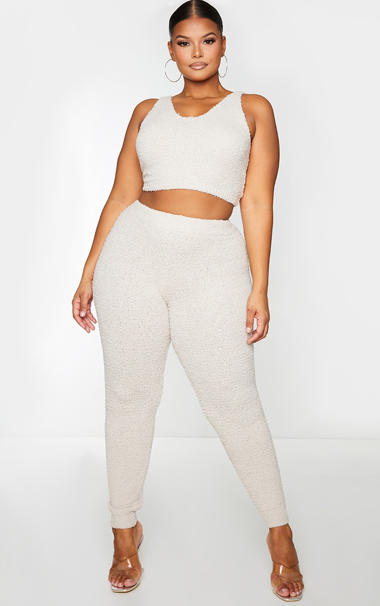 Plus Stone High Waist Chenille Flared Pants
