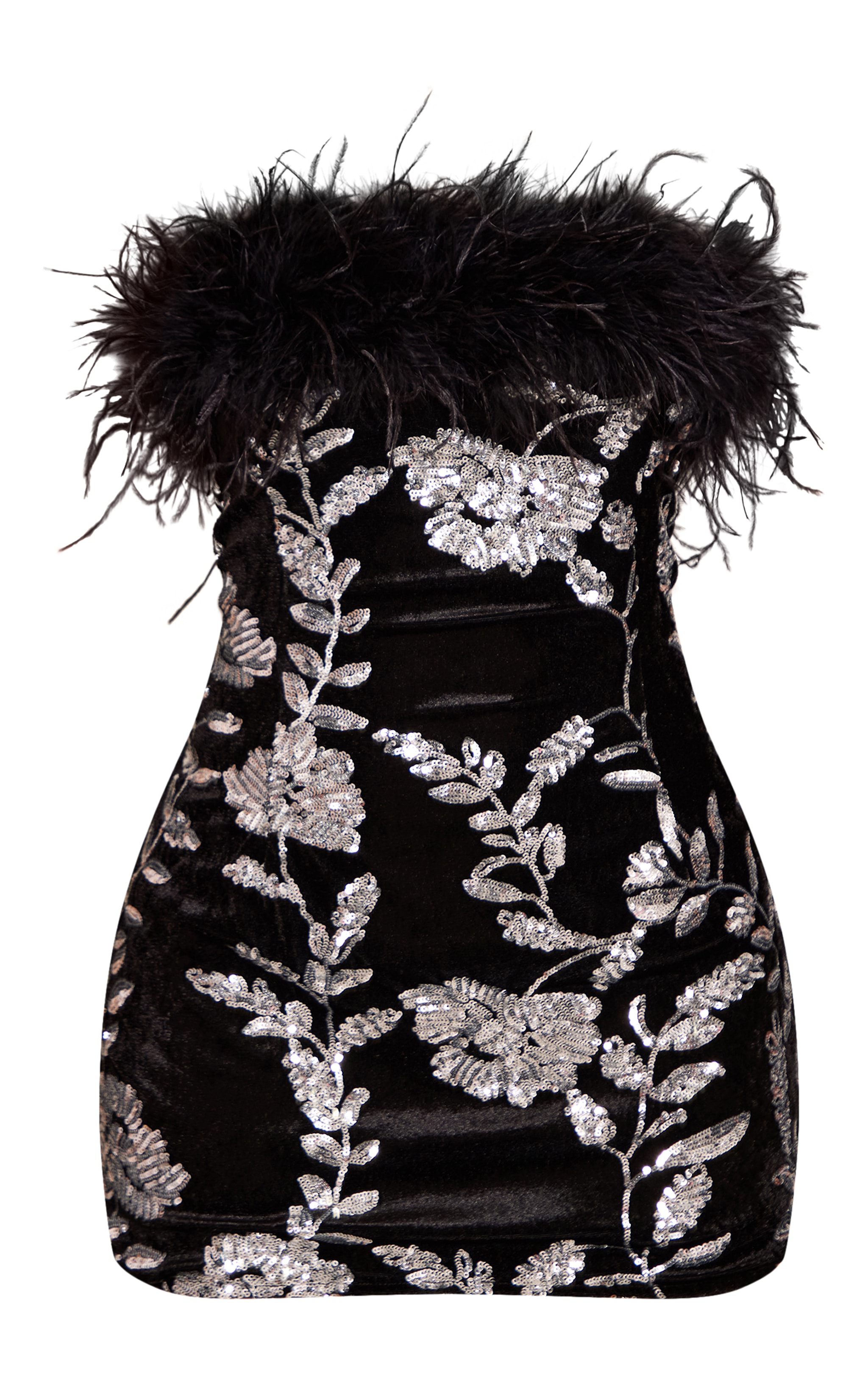 Petite Mini robe noire orné de plumes image 5