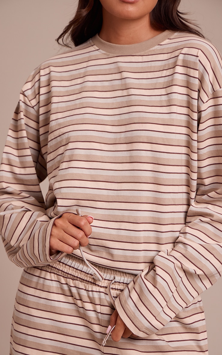 Light Brown Striped Long Sleeved Top image 4