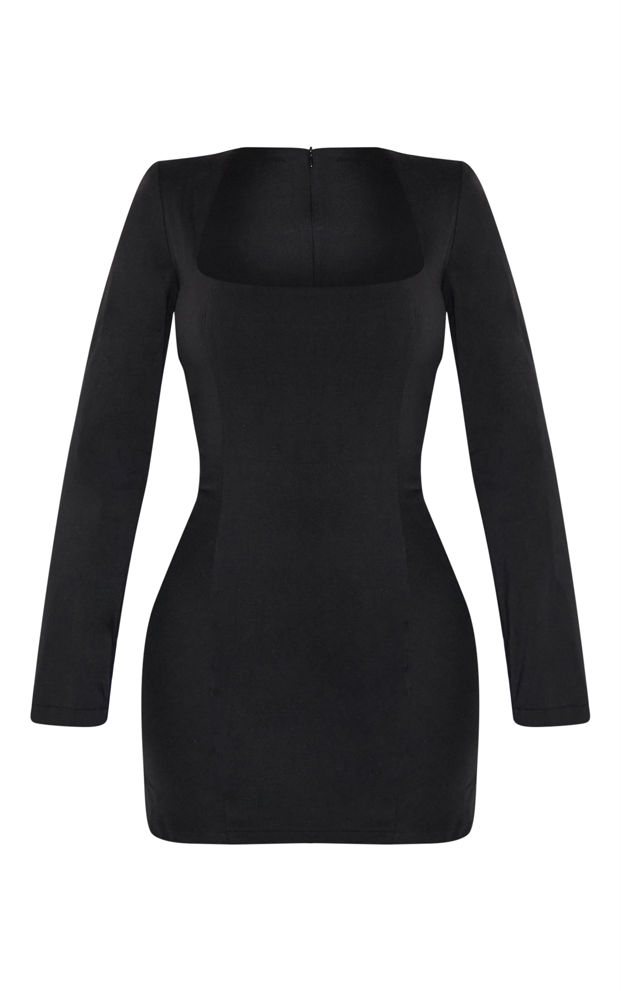 Shape Mini robe tissée stretch noire froncée sur la taille à col carré et manches longues image 5