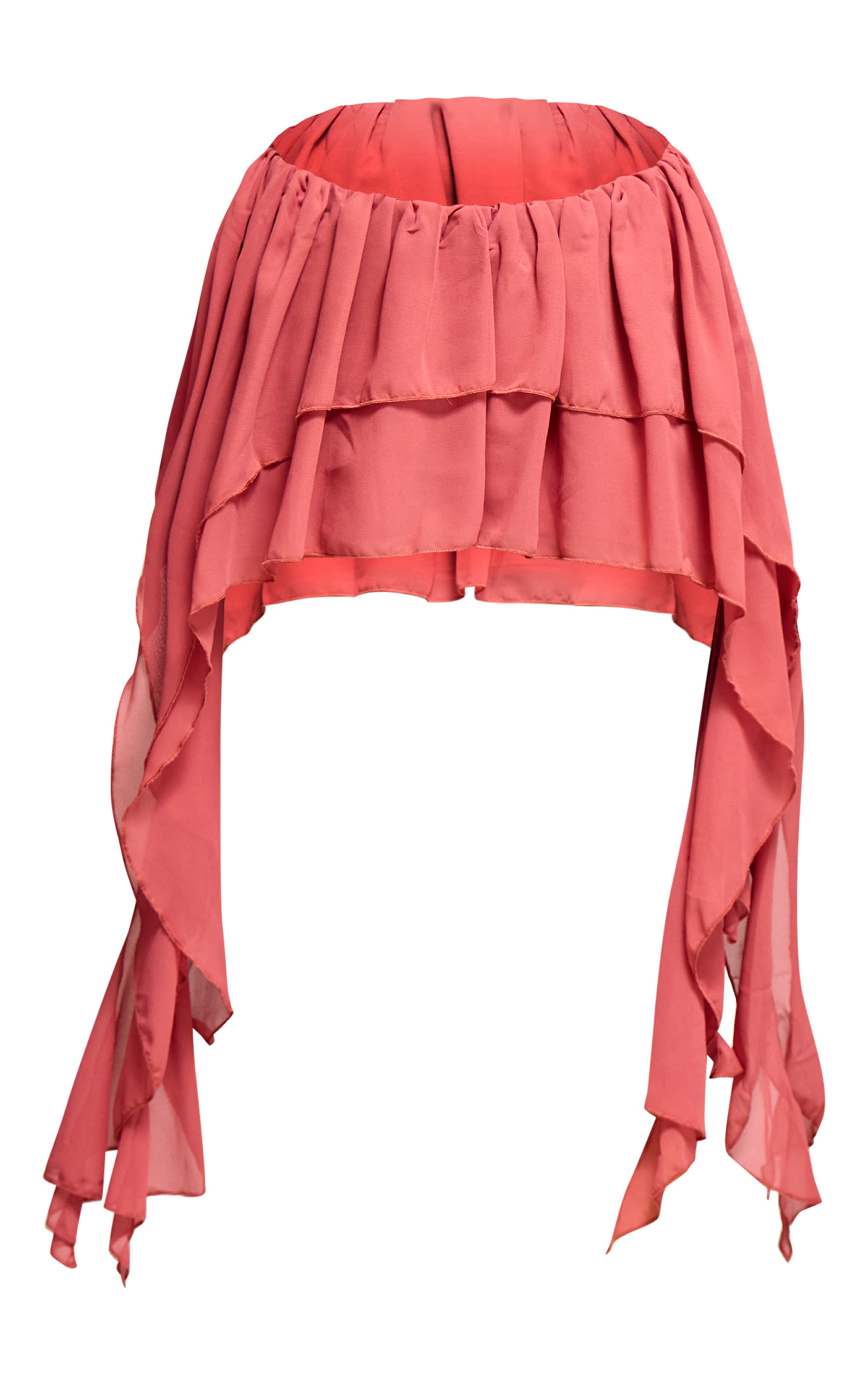 Peach Chiffon Ruffle Detail Mini Skirt image 6