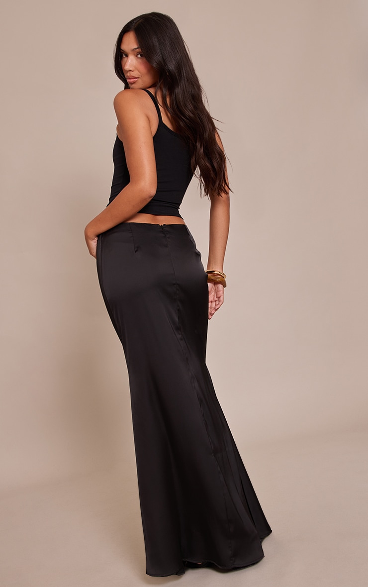Black Floaty Satin Maxi Skirt image 3