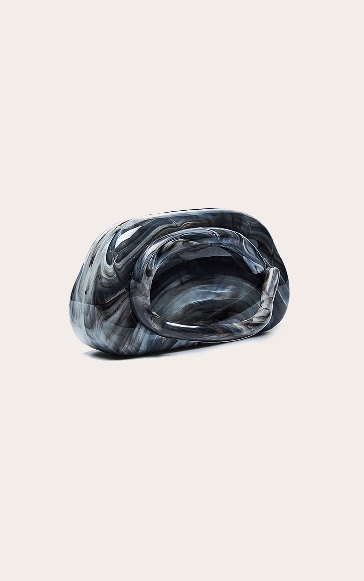 Black Marble Hard Resin Clutch Bag image 4
