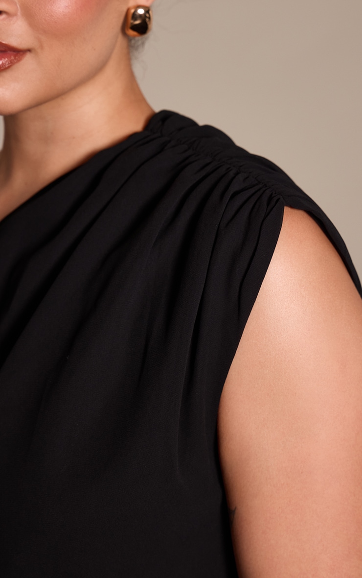 Plus Black Drape One Shoulder Maxi Dress  image 4